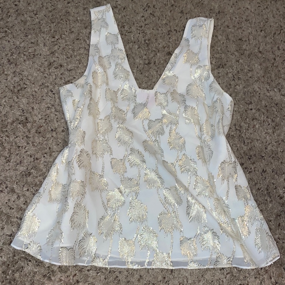 $138 🌸 Lilly Pulitzer gold palm accent blouse